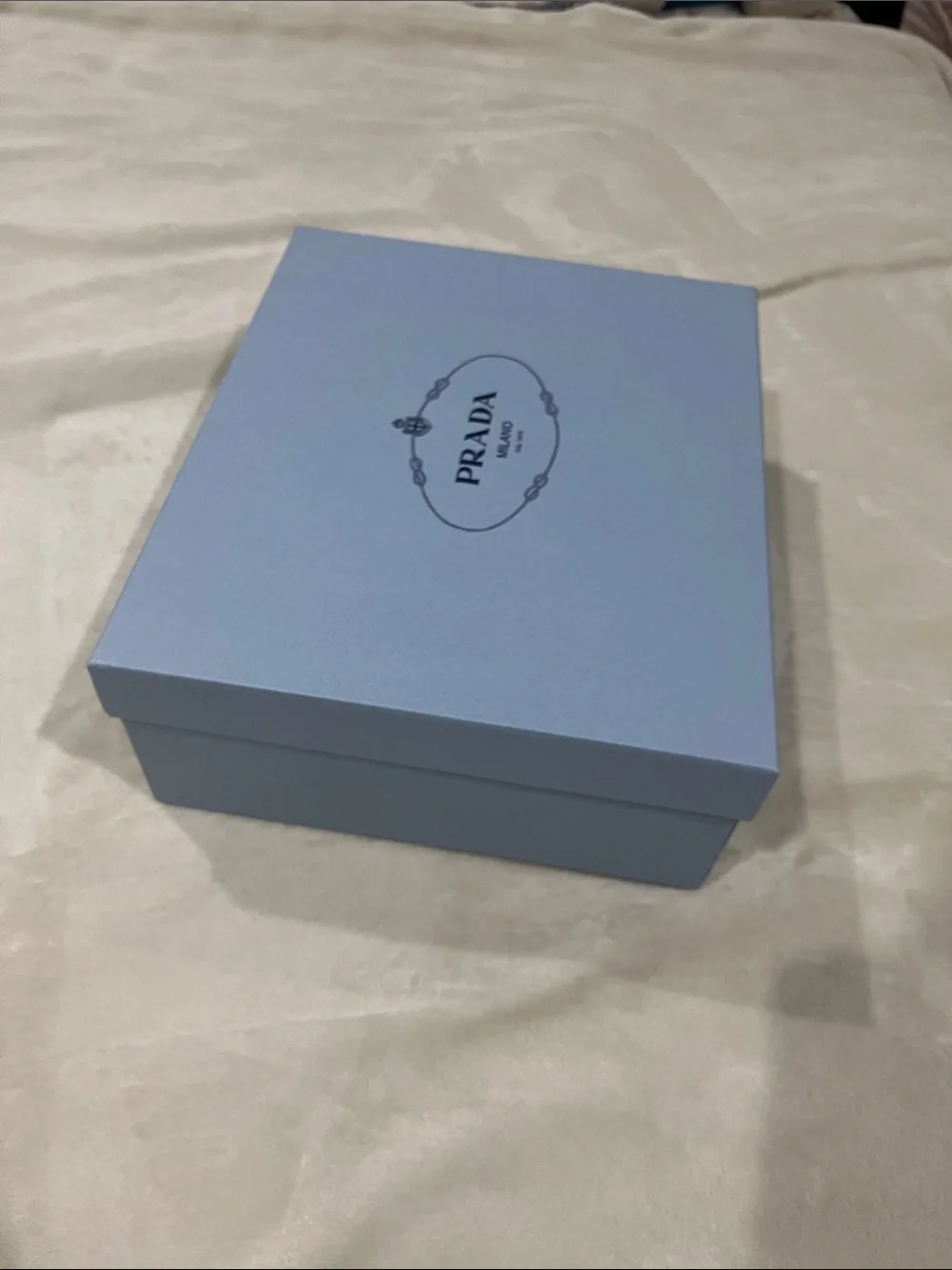 Prada Light Blue Saffiano Logo Box